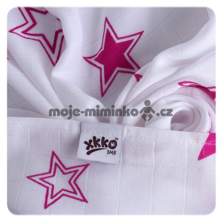XKKO BMB Bambusové pleny Stars Mix Magenta 70x70cm 3 ks