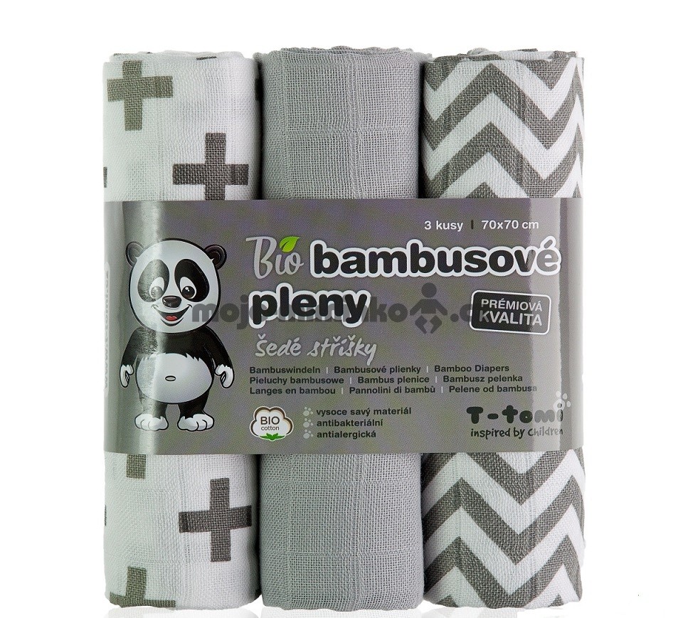 BIO Bambusové pleny, šedé stříšky