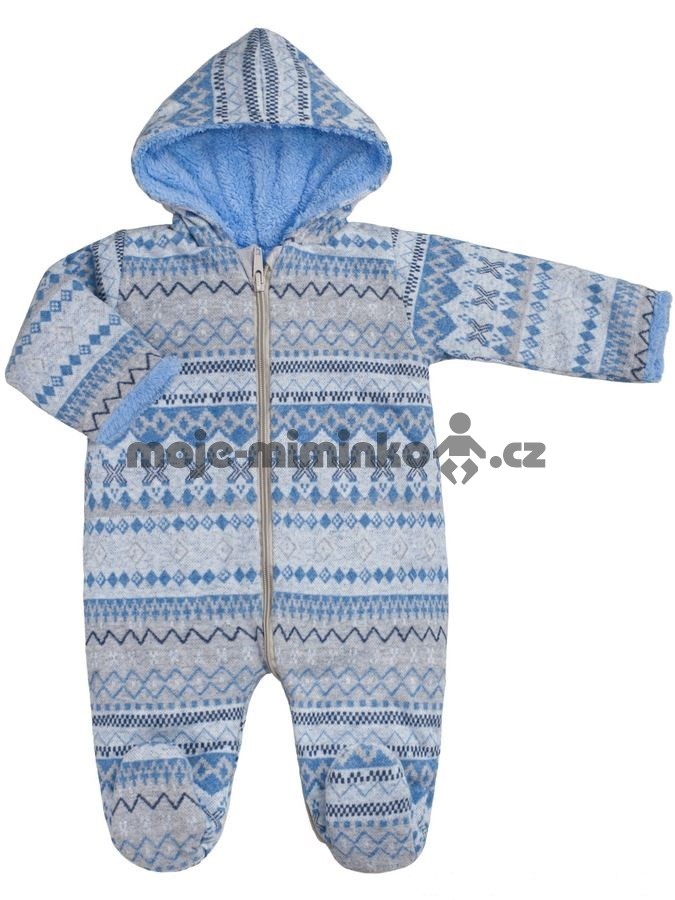 Zimní kojenecká kombinéza Baby Service Etnik zima šedo-modrá vel. 56