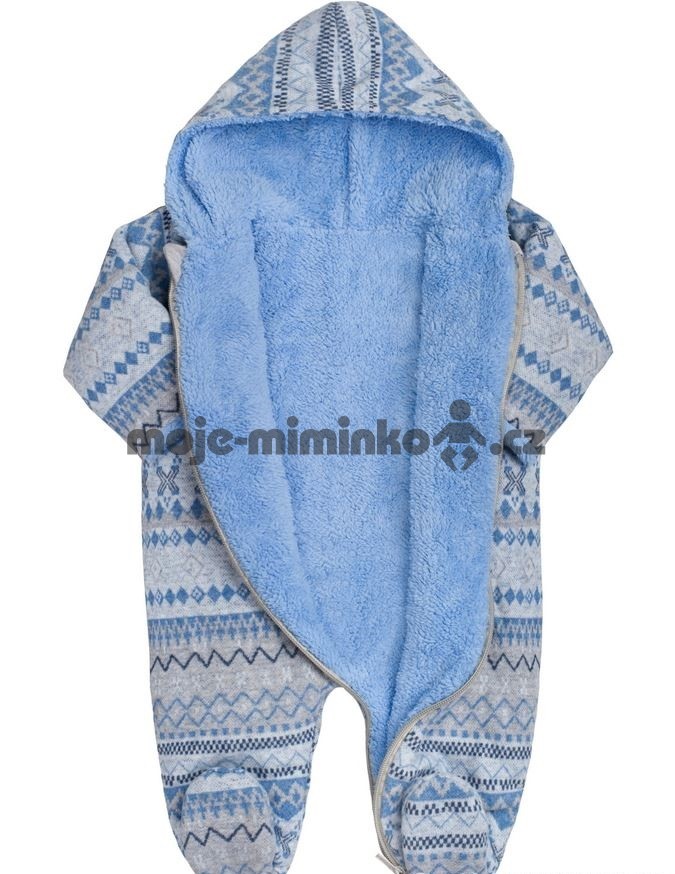 Zimní kojenecká kombinéza Baby Service Etnik zima šedo-modrá vel. 56