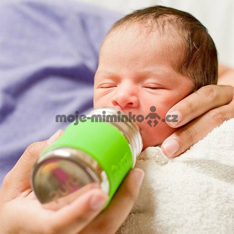 Pura Nerezová kojenecká láhev 150 ml růžová