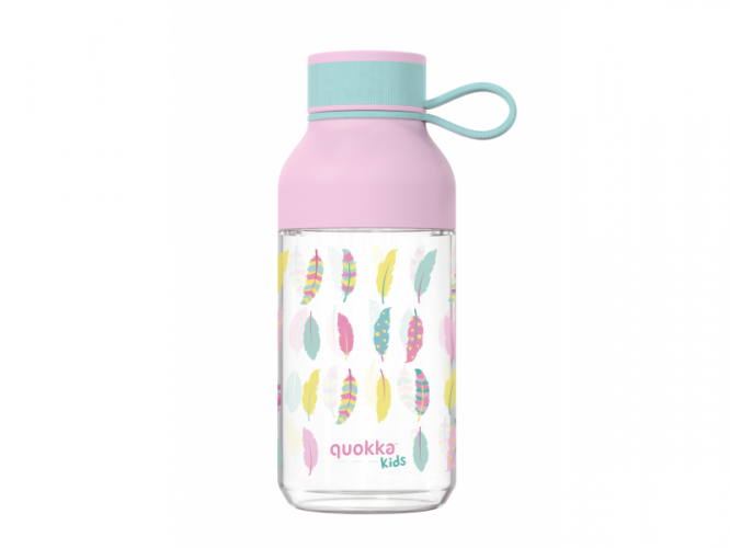 Quokka Plastová láhev Ice Kids s poutkem Feathers 430 ml