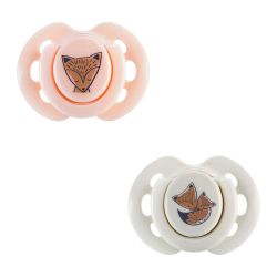 Tommee Tippee Šidítko silikon Fun friends 0-6m 2ks liška růžová