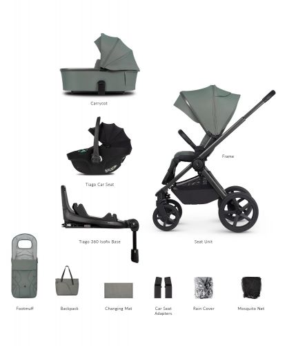 Kočárek Venicci Upline 2 Aloe + autosedačka Venicci Tiago + Isofix báse 360° Tiago