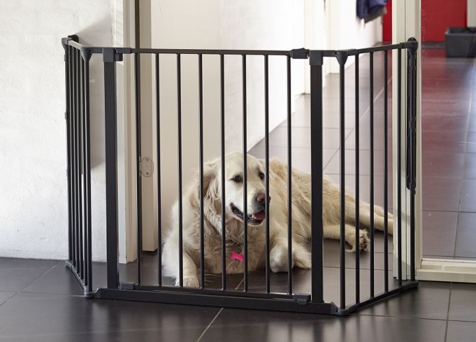 BabyDan Prostorová zábrana pro pejsky Pet Flex M, kovová, černá