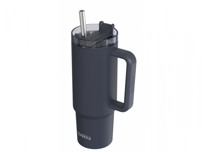 Quokka Nerezový termohrnek s brčkem Stream Black 950 ml