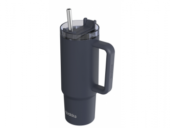 Quokka Nerezový termohrnek s brčkem Stream Black 950 ml