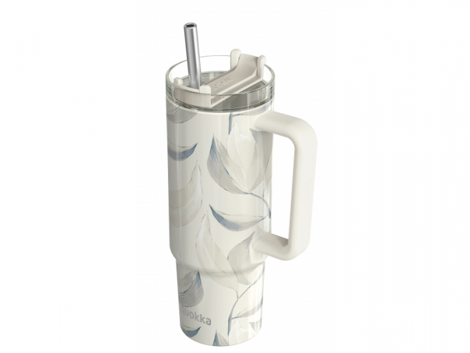 Quokka Nerezový termohrnek s brčkem Stream Cotton 950 ml