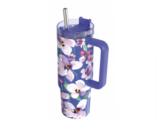 Quokka Nerezový termohrnek s brčkem Stream Flower Dusk 950 ml