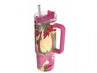 Quokka Nerezový termohrnek s brčkem Stream Pink Flambe 950 ml