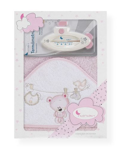Interbaby Osuška froté Prádlo + teploměr růžová