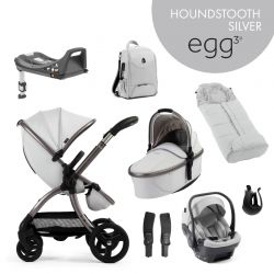 Kočárek BabyStyle Egg3 set 8 v 1 Houndstooth Silver 2025 - Special Edition