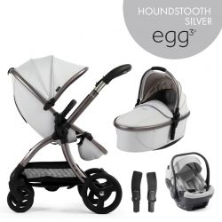 Kočárek BabyStyle Egg3 set 4 v 1 Houndstooth Silver 2025