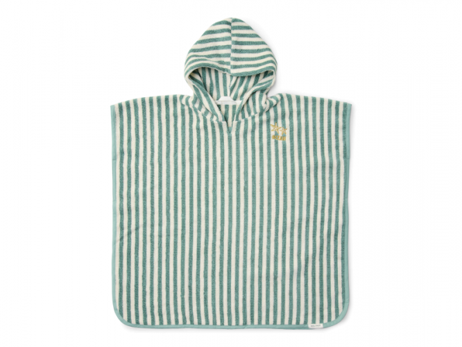 Little Dutch Plážové pončo Seashells / Stripes Surf Blue
