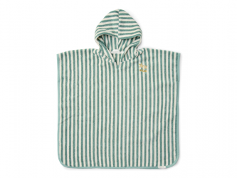 Little Dutch Plážové pončo Seashells / Stripes Surf Blue