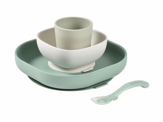 Jídelní sada silikonová 4-dílná Sage Green
