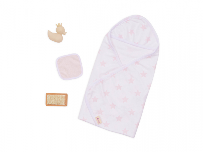 LullaBaby Osuška pro panenku s doplňky