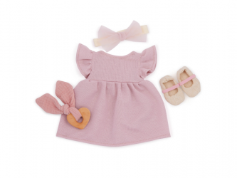 LullaBaby Šaty pro panenku růžové s doplňky