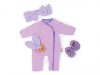 LullaBaby Dupačky pro panenku fialové s doplňky