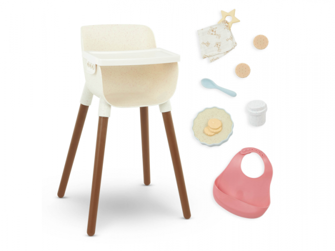 LullaBaby Židlička jídelní pro panenky s doplňky