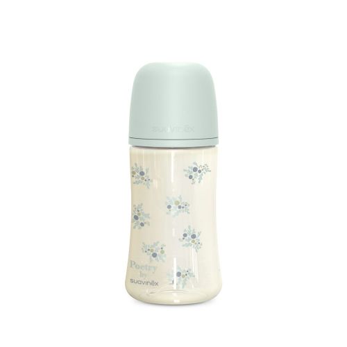 Suavinex Kojenecká láhev POETRY 270ml fyziol. průtok M modrá