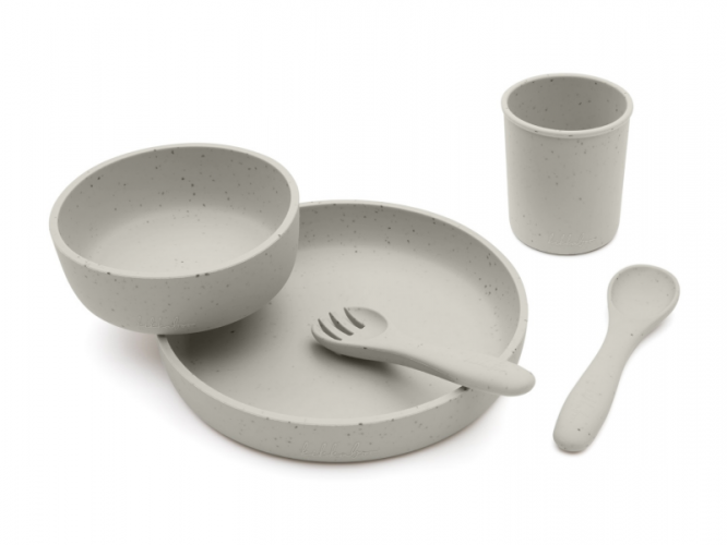 KikkaBoo Jídelní sada 5-dílná Platinum Silicone Sand