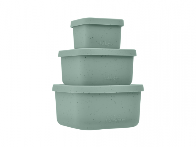 KikkaBoo Sada boxů na svačinu 3 ks Platinum Silicone Sage