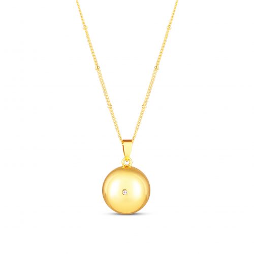 Moniel Těhotenský šperk bola Glow hladká zlatá s bílým kamínkem + řetízek