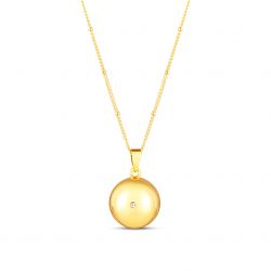 Moniel Těhotenský šperk bola Glow hladká zlatá s bílým kamínkem + řetízek