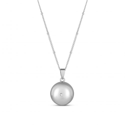 Moniel Těhotenský šperk bola Grace hladká stříbrná s bílým kamínkem + řetízek