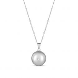 Moniel Těhotenský šperk bola Grace hladká stříbrná s bílým kamínkem + řetízek