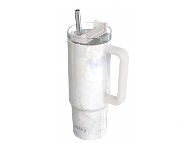 Quokka Nerezový termohrnek s brčkem Vibe Marble 880 ml