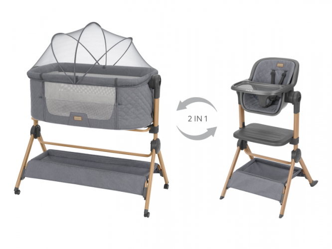 KikkaBoo Postýlka a židlička 2v1 Sleat Me Grey