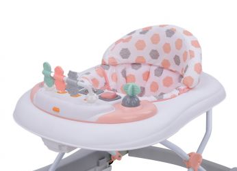 BabyDan Baby Walker skládací dětské chodítko, s hracím pultíkem, růžové
