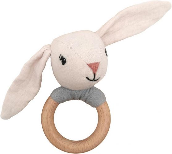 MEALINI Chrastítko s dřeveným kroužkem Zajíc Hugo