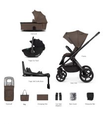 Kočárek Venicci Upline 2 Brownie + autosedačka Venicci Tiago + Isofix báse 360° Tiago