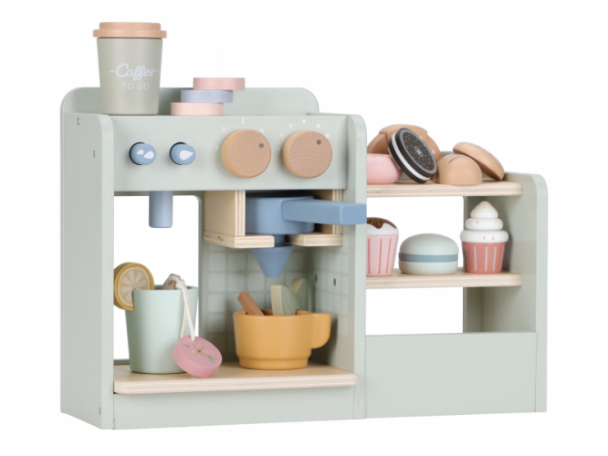 Little Dutch Kávovar dřevěný velký s příslušenstvím Coffee House