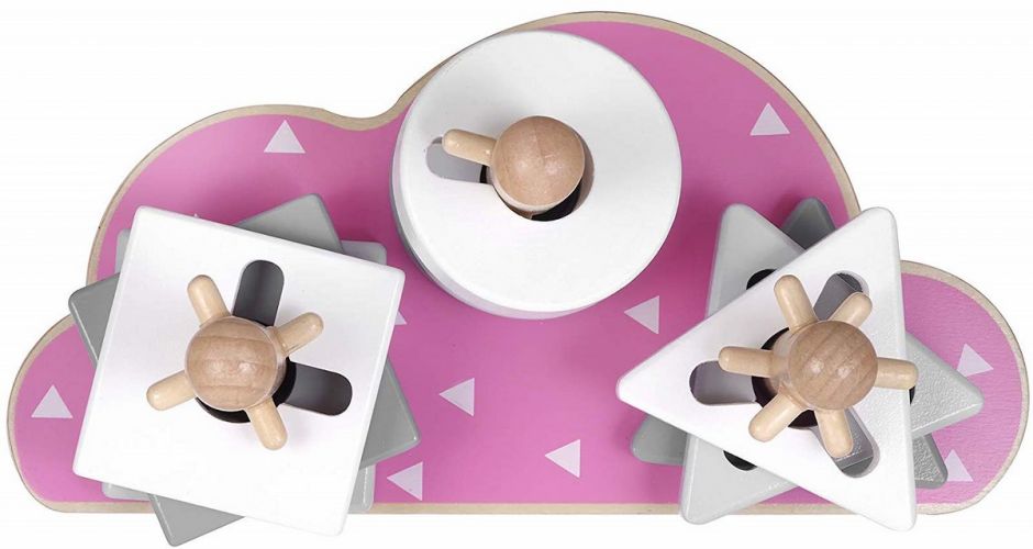 KINDSGUT Dřevěné stohovací puzzle obláček růžová