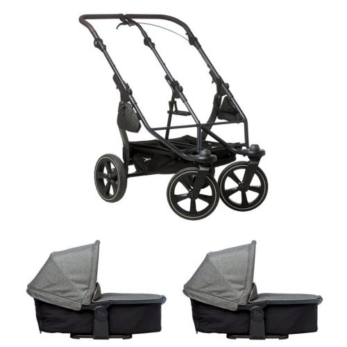 Kočárek TFK Set Duo2 frame 2025 - air chamber wheel + carrycot prem. grey