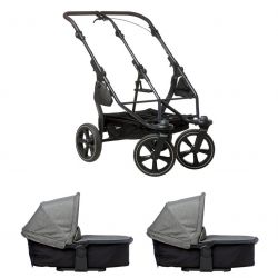 Kočárek TFK Set Duo2 frame 2025 - air chamber wheel + carrycot prem. grey