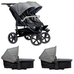 Kočárek TFK Set Duo2 frame 2025 - air chamber wheel + carrycot + seat prem. grey