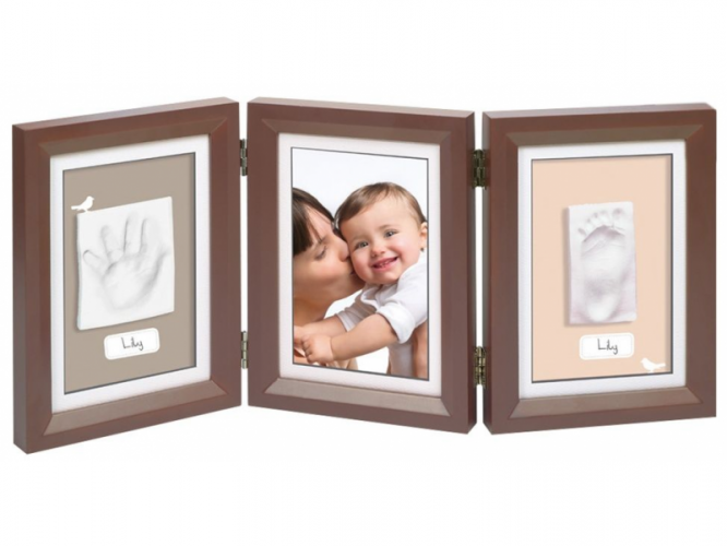 Baby Art Dřevěný rámeček pro otisk My Baby Touch Double Brown