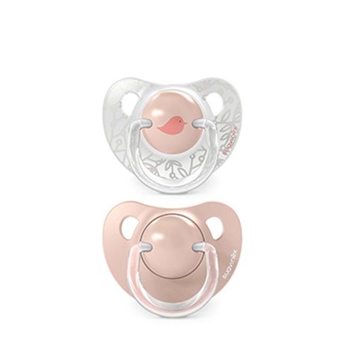 Suavinex Dudlík anatomický silikon 0/6m 2 ks BIRDIES růžový