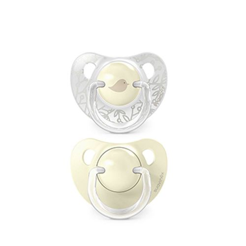 Suavinex Dudlík anatomický silikon 0/6m 2 ks BIRDIES žlutý