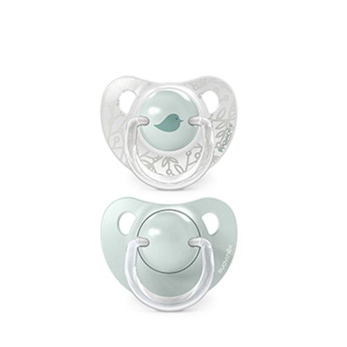 Suavinex Dudlík anatomický silikon 0/6m 2 ks BIRDIES zelený