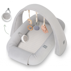 Sleepee Multifunkční hnízdečko pro miminko s hrazdičkou a bílým šumem 4v1 Grey