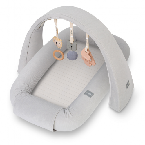 Sleepee Multifunkční hnízdečko pro miminko s hrazdičkou a hračkami 3 v 1 Grey