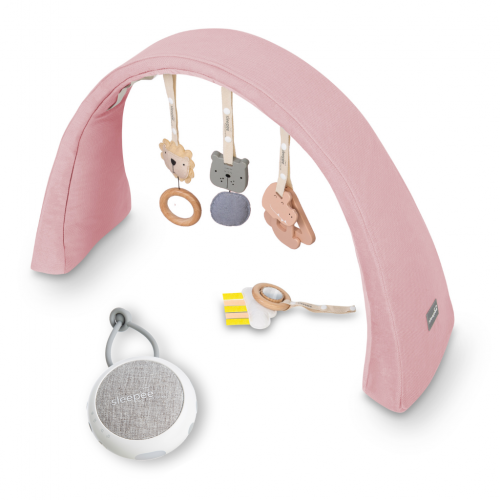 Sleepee Nastavitelná hrazdička s hračkami a bílým šumem 2v1 Pink