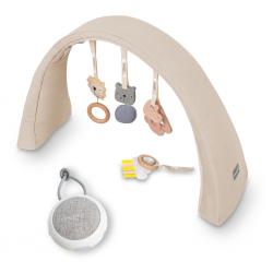 Sleepee Nastavitelná hrazdička s hračkami a bílým šumem 2v1 Sand