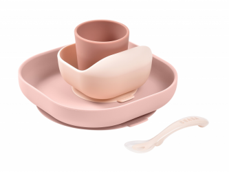 Beaba Jídelní sada silikonová 4-dílná Cotton Candy